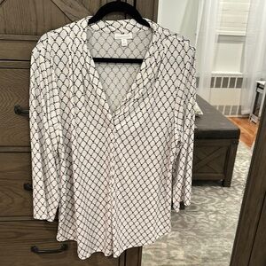 Elegant Charter Club White and Black Women's Top 3/4 sleeves XL